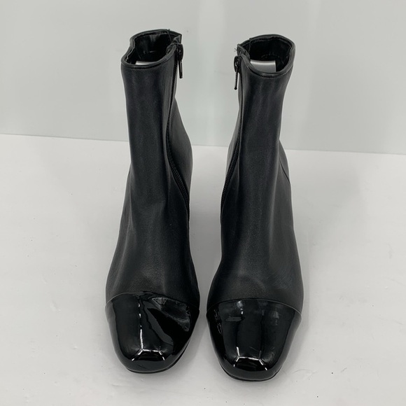 Steve Madden Jaslynn black leather ankle boot shoe spectator chunky heel 6 - Picture 4 of 7